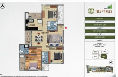 Image of 1805 Sq.ft 3 BHK Apartment / Flat for sale in TVS Isle Of Trees by TVS Emerald Limited, Jakkur, Bengaluru for Rs. 30600000