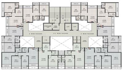 Floor Plan Image of 984 Sq.ft 2 BHK Apartment / Flat for sale in Shilottar Raichur Navi Mumbai for Rs. 8250000