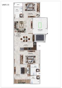 Floor Plan Image of 1215 Sq.ft 3 BHK Apartment / Flat for sale in Sultanpur New Delhi for Rs. 8150000