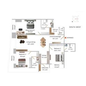 Image of 1919 Sq.ft 3 BHK Apartment / Flat for sale in Versova Sky, Kaggadasapura, Bengaluru for Rs. 28500000