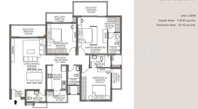 Image of 2078 Sq.ft 3 BHK Apartment / Flat for sale in Godrej Habitat, Sector 3, Gurgaon for Rs. 22800000