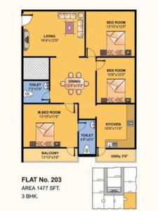Image of 1650 Sq.ft 3 BHK Apartment / Flat for sale in Brookefield, Bengaluru for Rs. 13000000