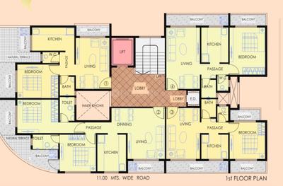 Floor Plan Image of 717 Sq.ft 1 BHK Apartment / Flat for sale in Pushpak Nagar Navi Mumbai for Rs. 3800000