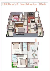 Image of 887 Sq.ft 2 BHK Apartment / Flat for sale in Orion Planet, Jakhya, Indore for Rs. 4967200