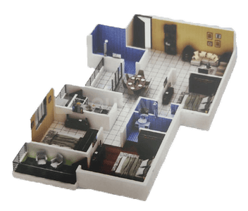 Floor Plan Image of 1032 Sq.ft 3 BHK Apartment / Flat for sale in Park View Tower, Industrial Area Durgapur for Rs. 3694000