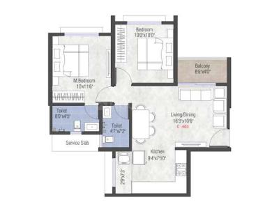 Image of 840 Sq.ft 2 BHK Apartment / Flat for sale in Legacy Ekam, Punawale, Pune for Rs. 8200000