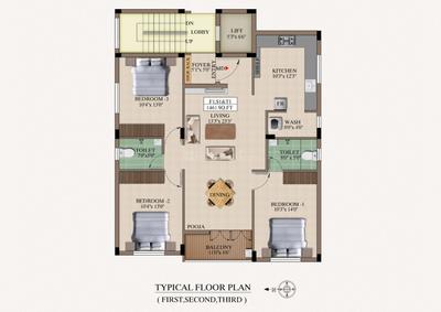 Image of 1461 Sq.ft 3 BHK Apartment / Flat for sale in Ullagaram, Chennai for Rs. 17901459