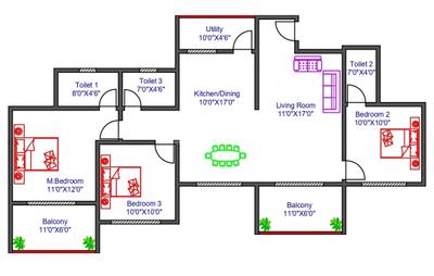 Image of 1688 Sq.ft 3 BHK Apartment / Flat for sale in Urban Skyline, Ravet, Pune for Rs. 14000000