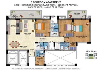 Image of 1845 Sq.ft 3 BHK Apartment / Flat for sale in Sector 35, Sohna for Rs. 18000000
