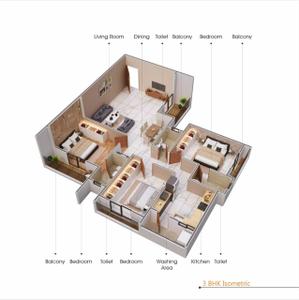 Image of 1120 Sq.ft 2 BHK Apartment / Flat for sale in Omkar Nagar, Nagpur for Rs. 5600000