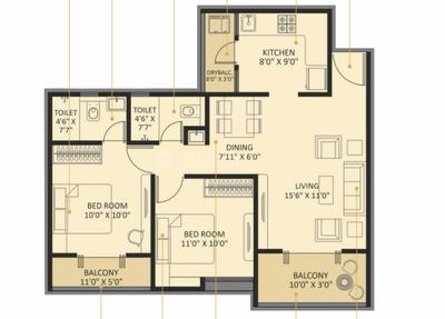 Image of 1011 Sq.ft 2 BHK Apartment / Flat for sale in Basil Maximus, Punawale, Pune for Rs. 7500000