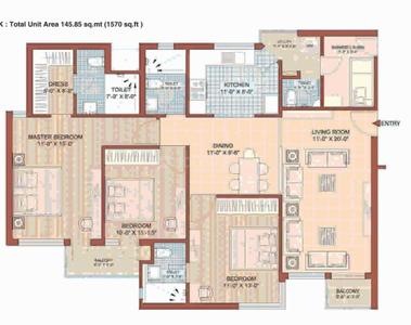 Image of 1760 Sq.ft 3 BHK Apartment / Flat for sale in Jaypee Kasa Isles, Sector 129, Noida for Rs. 12000000