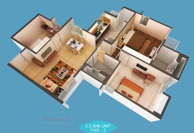 Image of 1427 Sq.ft 2.5 BHK Apartment / Flat for sale in Adani Elysium, Shantigram, Ahmedabad for Rs. 8900000