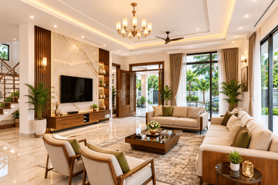 Living Room Image of 2500 Sq.ft 3 BHK Villa for sale in Veliyannur Thrissur for Rs. 19500000