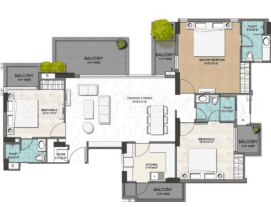 Image of 2118 Sq.ft 3 BHK Apartment / Flat for sale in One Oak Atmos, Gomti Nagar, Lucknow for Rs. 22000000