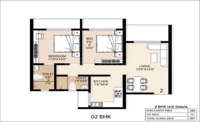 Image of 625 Sq.ft 1 BHK Apartment / Flat for sale in Metro Pride, Thakurli, Thane for Rs. 5100000