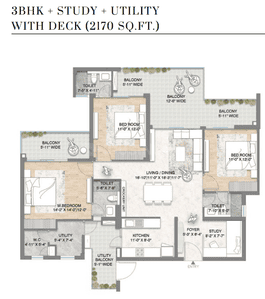 Image of 2170 Sq.ft 3 BHK Apartment / Flat for sale in M3M Crown, Sector 111, Gurgaon for Rs. 36500000