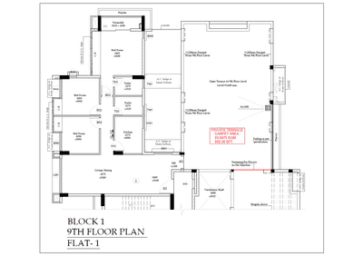 Floor Plan Image of 2400 Sq.ft 3 BHK Apartment / Flat for sale in Kshetrum Aspire, Behala Kolkata for Rs. 20800000
