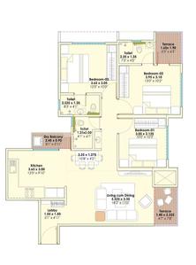 Image of 1591 Sq.ft 3 BHK Apartment / Flat for sale in Sentosa Edge, Punawale, Pune for Rs. 12000000