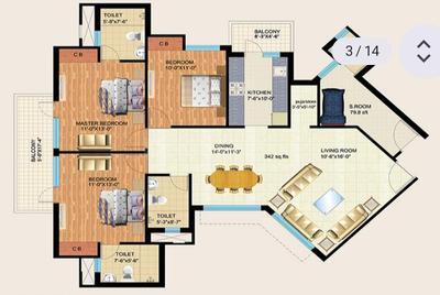 Image of 1700 Sq.ft 3 BHK Apartment / Flat for sale in Mapsko Royale Ville, Sector 82, Gurgaon for Rs. 19200000