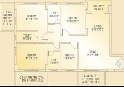 Image of 1585 Sq.ft 3 BHK Apartment / Flat for sale in Shivom Utopia, Madurdaha, Kolkata for Rs. 22000000