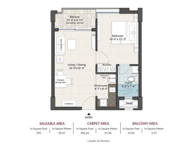 Image of 995 Sq.ft 1 BHK Apartment / Flat for sale in DN Pallaciya, Sundarpur, Bhubaneswar for Rs. 8000000