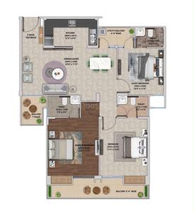 Floor Plan Image of 1455 Sq.ft 3 BHK Apartment / Flat for sale in Eligo, Wave City Ghaziabad for Rs. 13500000