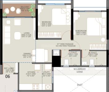 Image of 1140 Sq.ft 2 BHK Apartment / Flat for sale in My Home Sanctuary Phase I, Mamurdi, Pune for Rs. 7200000
