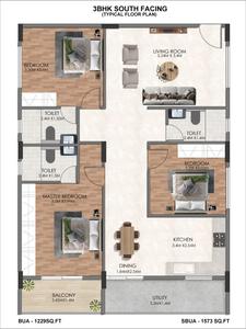 Image of 1220 Sq.ft 2 BHK Apartment / Flat for sale in PM Gardens, Yelahanka, Bengaluru for Rs. 7500000