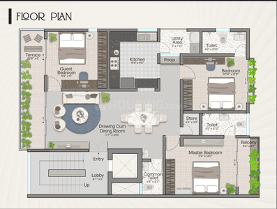 Floor Plan Image of 1650 Sq.ft 3 BHK Apartment / Flat for sale in Ram Nagar Nagpur for Rs. 14800000