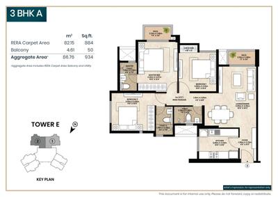 Image of 1134 Sq.ft 3 BHK Apartment / Flat for sale in Mahindra Vista Phase 2, Kandivali East, Mumbai for Rs. 33700000