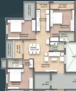 Image of 1834 Sq.ft 3 BHK Apartment / Flat for sale in T M Urban Ville, BJB Nagar, Bhubaneswar for Rs. 17000000