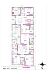 Floor Plan Image of 1102 Sq.ft 2 BHK Apartment / Flat for sale in Anna Nagar Chennai for Rs. 14300000