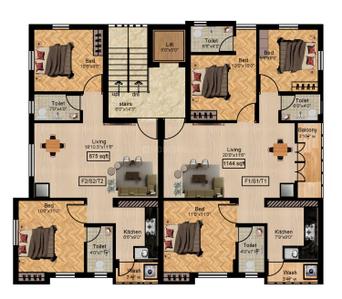 Image of 875 Sq.ft 2 BHK Apartment / Flat for sale in Nesapakkam, Chennai for Rs. 8750000