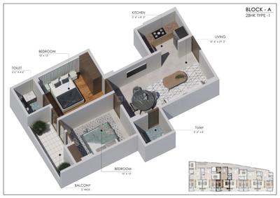 Image of 1050 Sq.ft 2 BHK Apartment / Flat for sale in Vihaan Altair Residency, Noida Extension, Greater Noida for Rs. 4899999