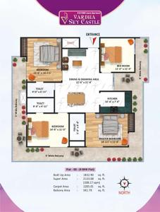Image of 1518 Sq.ft 3 BHK Apartment / Flat for sale in Vardha Sky Castle, Kalindipuram, Allahabad for Rs. 10170131