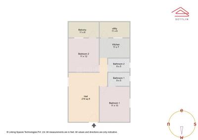 Image of 1214 Sq.ft 2 BHK Apartment / Flat for sale in Sarjapur, Bengaluru for Rs. 11100000