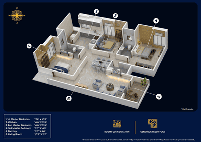 Image of 1633 Sq.ft 3 BHK Apartment / Flat for sale in Skyron Vrindanand Vastya, Baner, Pune for Rs. 23445500