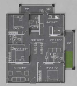 Image of 1516 Sq.ft 3 BHK Apartment / Flat for sale in Bricks Cyberwoods, Osman Nagar, Hyderabad for Rs. 15000000