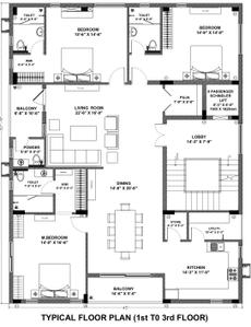 Floor Plan Image of 3000 Sq.ft 3 BHK Builder Floor for sale in Narsingi Hyderabad for Rs. 27000000