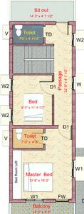 Floor Plan Image of 1400 Sq.ft 3 BHK Independent House for sale in Sundakkamuthur Coimbatore for Rs. 7000000