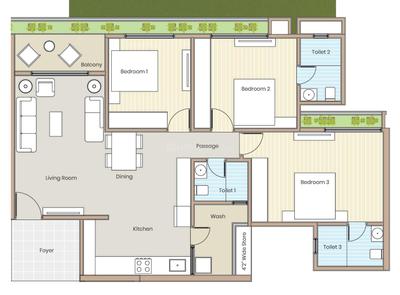 Image of 1100 Sq.ft 3 BHK Apartment / Flat for sale in Rameshwar City, Naranpura, Ahmedabad for Rs. 9988000