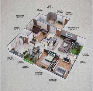 Image of 1966 Sq.ft 3 BHK Apartment / Flat for sale in Pratap Nagar, Nagpur for Rs. 15600000