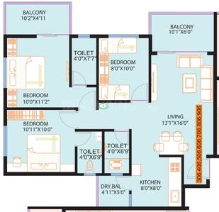 Image of 1120 Sq.ft 2 BHK Apartment / Flat for sale in Nexus Westpride, Punawale, Pune for Rs. 6500000