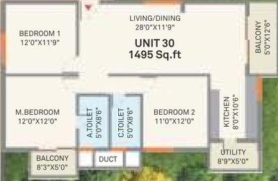 Image of 1320 Sq.ft 3 BHK Apartment / Flat for sale in 5 Elements Urban Nest, Kambipura, Bengaluru for Rs. 12300000