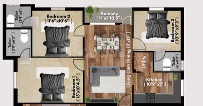 Image of 1350 Sq.ft 3 BHK Apartment / Flat for sale in Arumbakkam, Chennai for Rs. 17500000