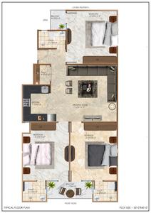 Floor Plan Image of 1260 Sq.ft 3 BHK Apartment / Flat for sale in Ghitorni New Delhi for Rs. 9500000