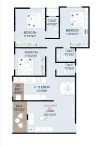 Image of 1169 Sq.ft 2 BHK Apartment / Flat for sale in Kothrud, Pune for Rs. 14700000