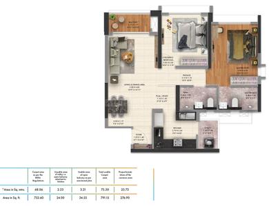Image of 1012 Sq.ft 2 BHK Apartment / Flat for sale in Gera Hinjewadi Highland, Hinjawadi, Pune for Rs. 6900000