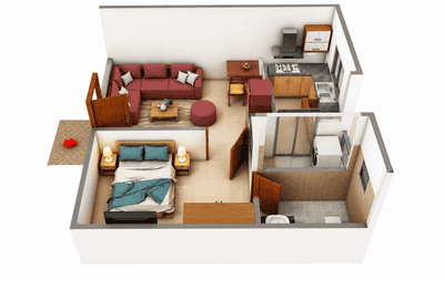 Floor Plan Image of 447 Sq.ft 1 BHK Apartment / Flat for sale in Vardhman Empire Estate, Mahapura Jaipur for Rs. 2200000
